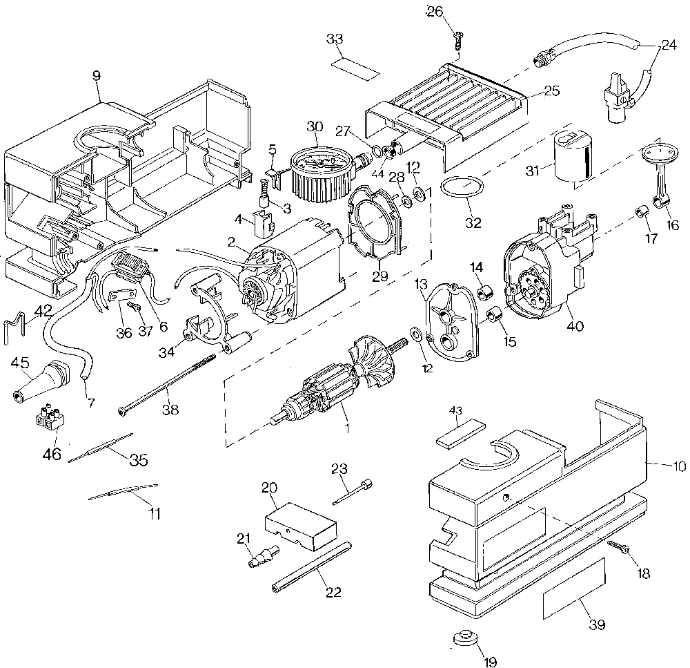 Exploded Diagram A Diagram and Parts List for 9527-25 Type 1 Black and Decker Compressor